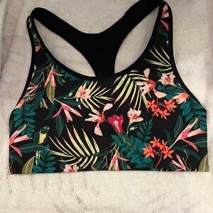 Old Navy Tropical Floral Sports Bra - Black and Green
